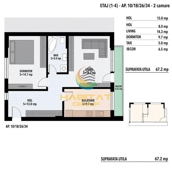 Apartament cu 2 camere decomandat în Berceni