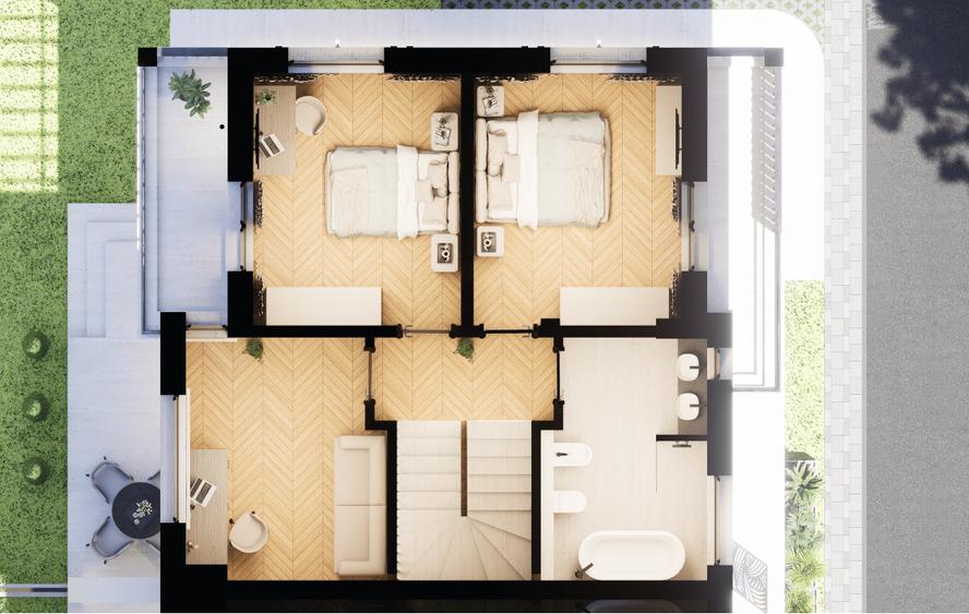 Duplex cu 4 camere cu Canalizare în Bucov