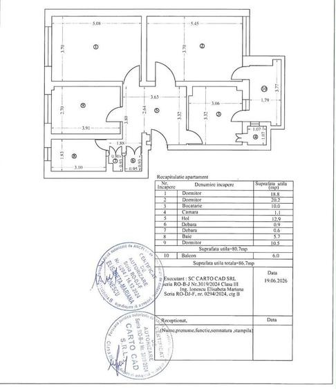 Apartament cu 3 camere decomandat în Central