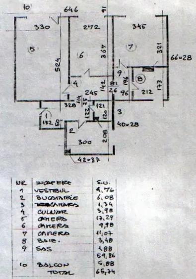 Apartament cu 3 camere decomandat în Giurgiului