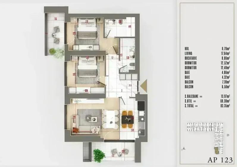 Apartament cu 3 camere decomandat în Theodor Pallady