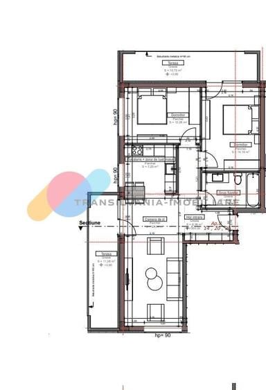 Apartament cu 3 camere semidecomandat în Chinteni