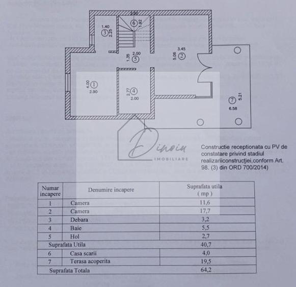Casă individuală cu 3 camere cu Canalizare în Central