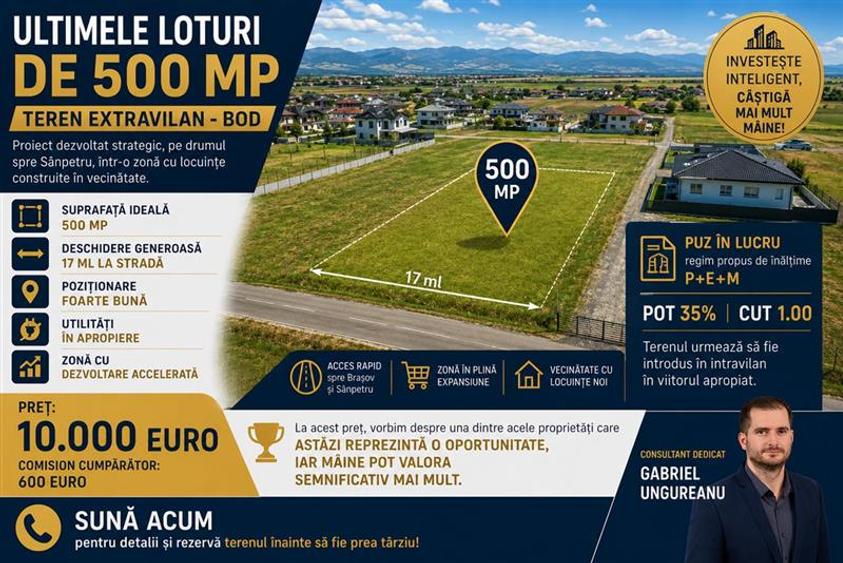 Teren intravilan de 500 mp, în Bod