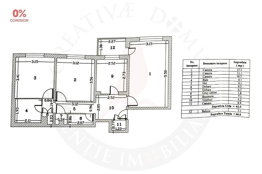 Apartament cu 3 camere decomandat în Rahova