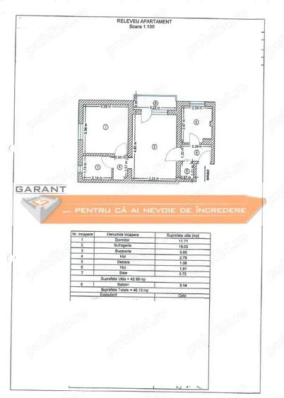 Apartament cu 2 camere semidecomandat în Calea București
