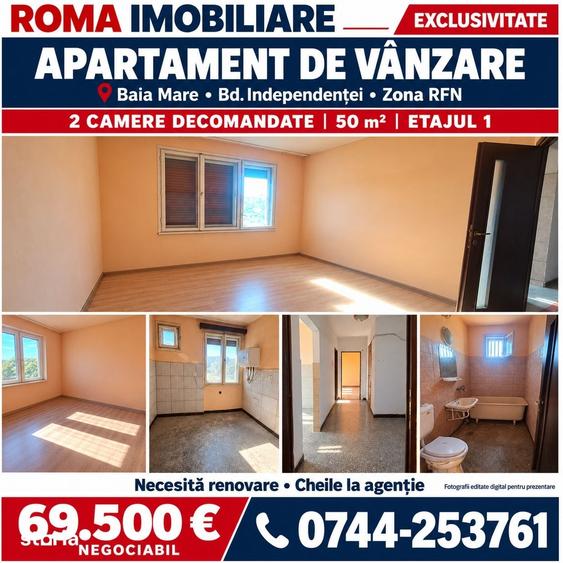 Apartament cu 2 camere decomandat în Valea Borcutului