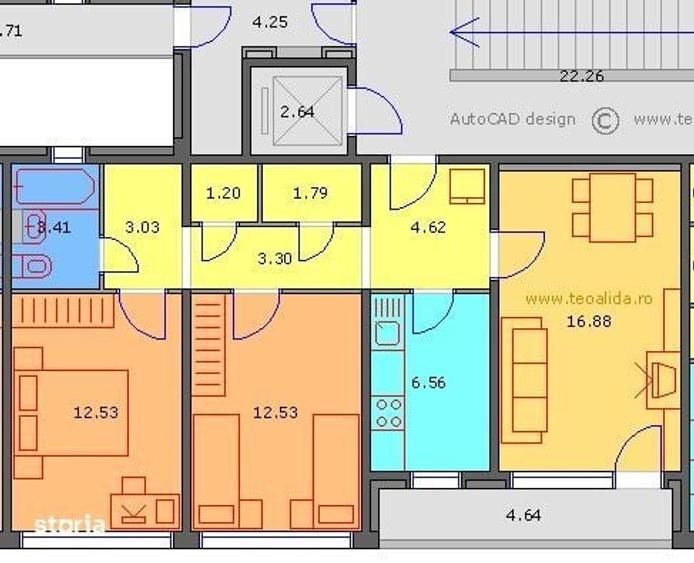 Apartament cu 3 camere decomandat în Tei