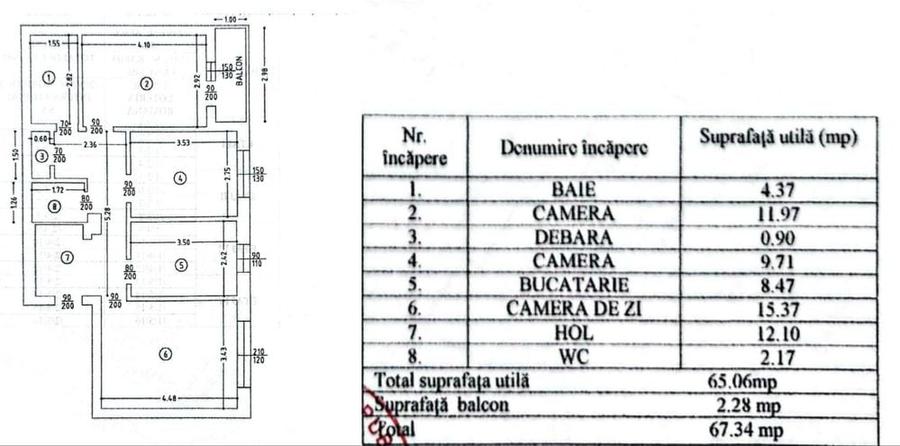 Apartament cu 3 camere decomandat în Central