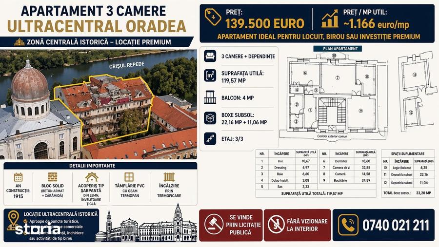 Apartament cu 3 camere în Orașul Nou