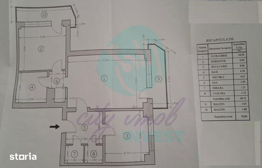 Apartament cu 2 camere semidecomandat în Ștefan cel Mare