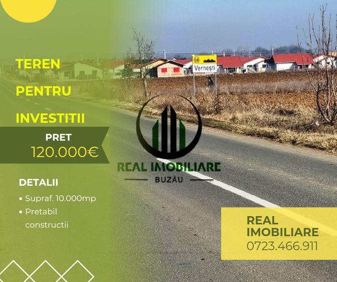 Teren Construcții intravilan de 10000 mp, în Vernești