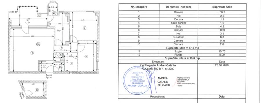 Apartament cu 3 camere decomandat în Centrul Civic