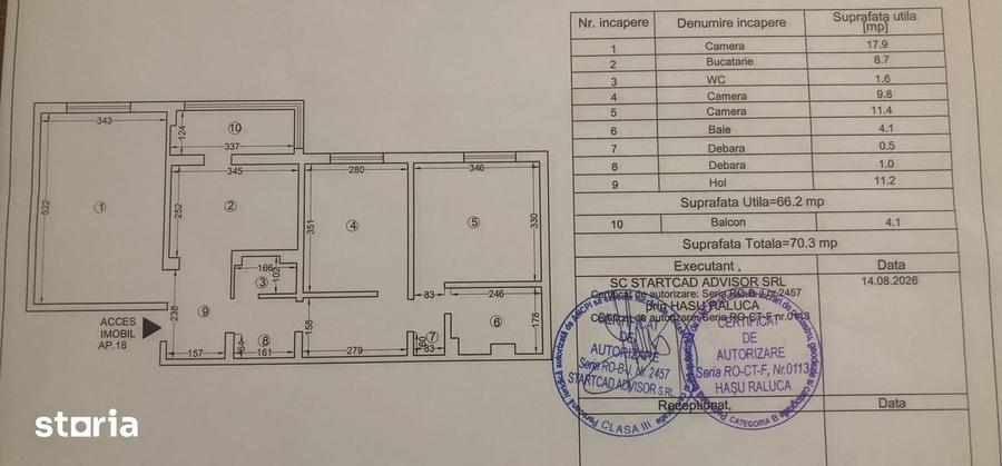 Apartament cu 3 camere decomandat în Vest
