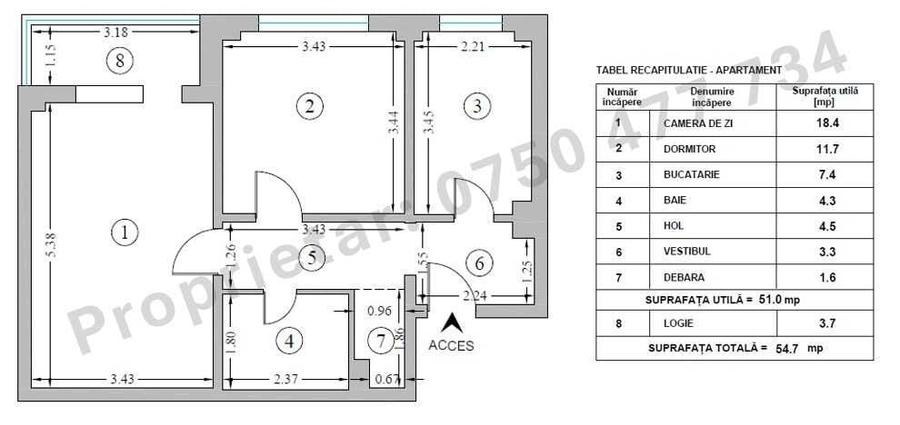 Apartament cu 2 camere decomandat în Tineretului