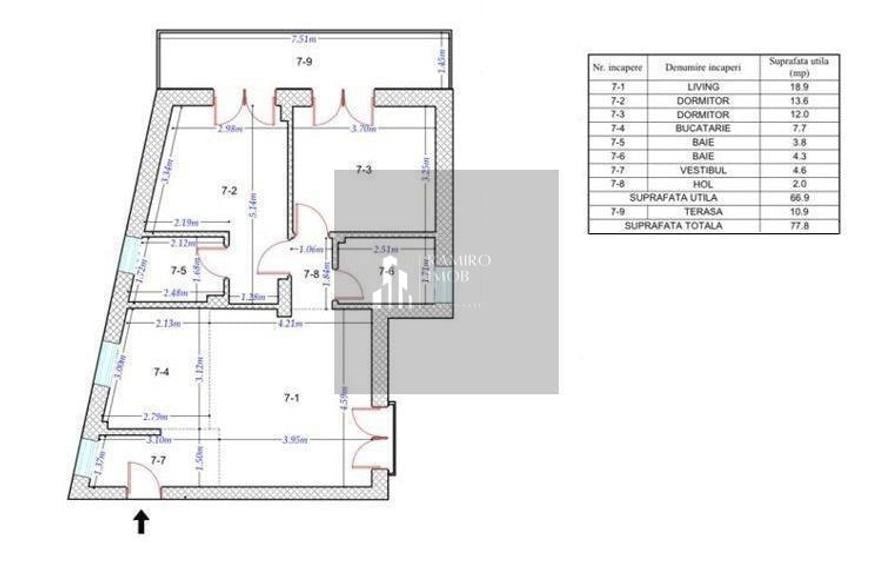 Apartament cu 3 camere decomandat în Giurgiului