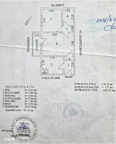 Apartament cu 2 camere semidecomandat în Central