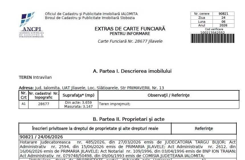 Casă cu 3 camere cu Teren 3100 Mp în Slătioarele