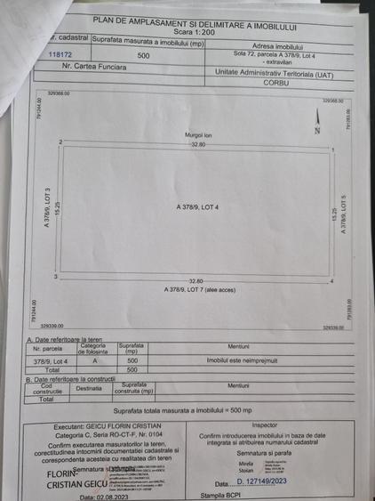 Teren agricol extravilan de 730 mp, în Corbu