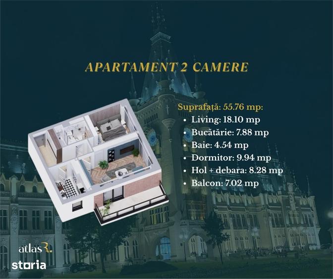 Apartament 2 camere | 55.76 mp | Galata | Intabulat | 106.578 Euro - 7