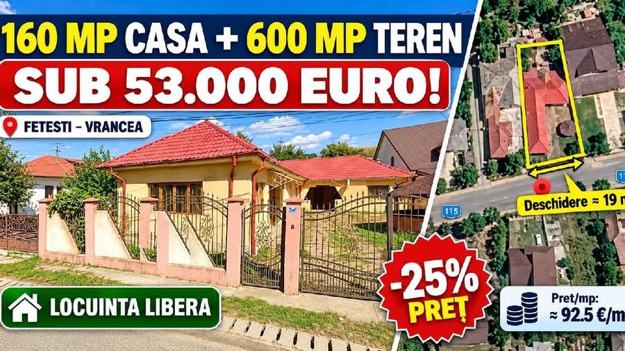 Casă individuală cu 3 camere cu Teren 600 Mp în Câmpuri