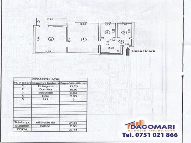 Apartament cu 2 camere semidecomandat în Micro 19