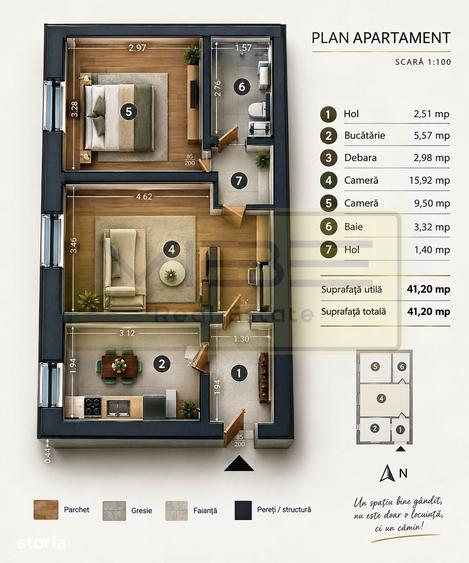 Apartament cu 2 camere semidecomandat în Golăiești