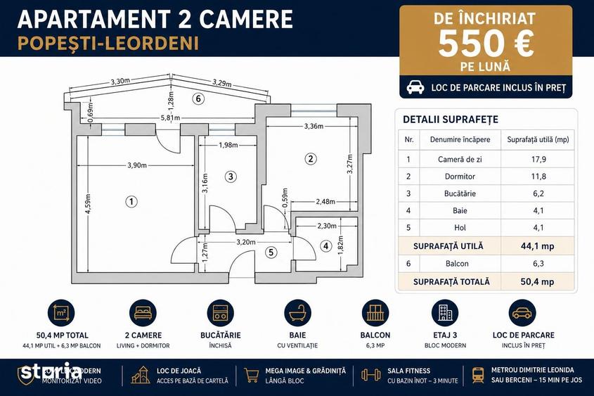 DE INCHIRIAT - Apartament 2 camere cu loc de parcare inclus - 4