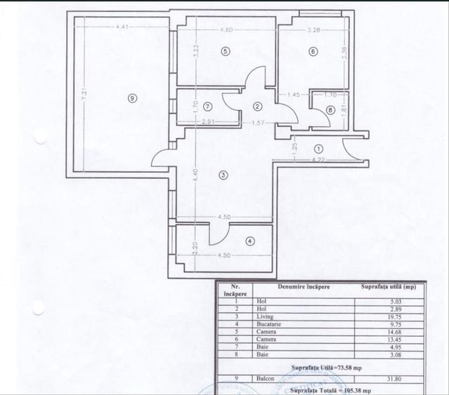 Apartament cu 3 camere semidecomandat în Tomis Plus