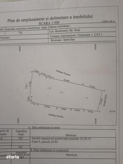 Teren de 1011 mp, în Boișoara