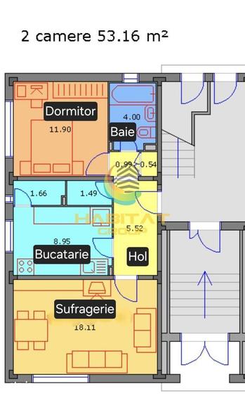 Apartament cu 2 camere decomandat, mobilat în Pajura