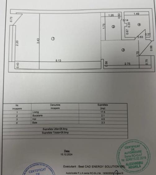 Garsonieră decomandată, mobilată în Central