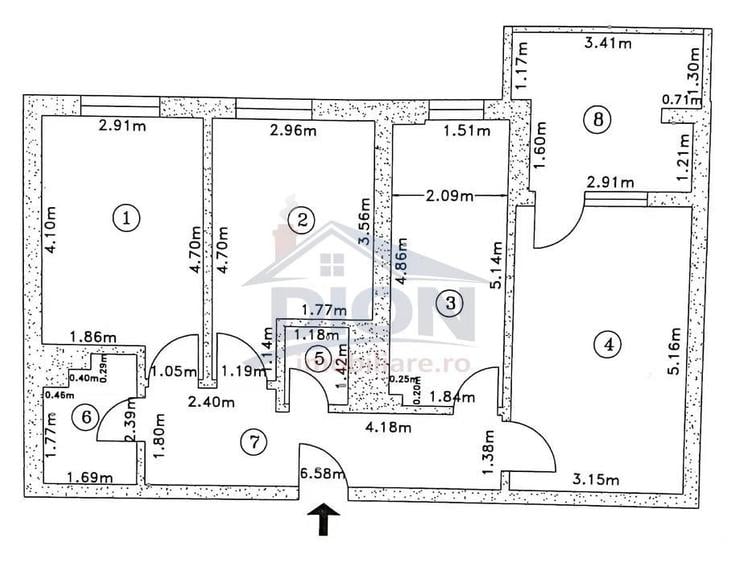 Apartament cu 3 camere decomandat în Central
