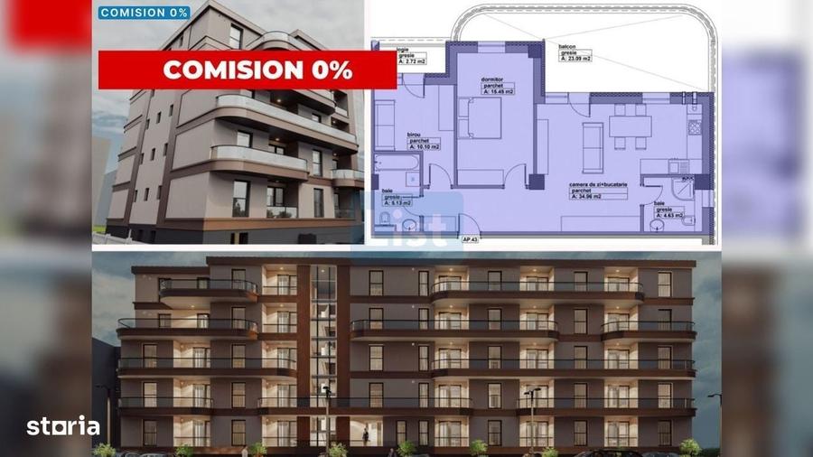 Apartament de vanzare, 3 camere, 111.44mpc, lift, terasa, comision 0% - 7