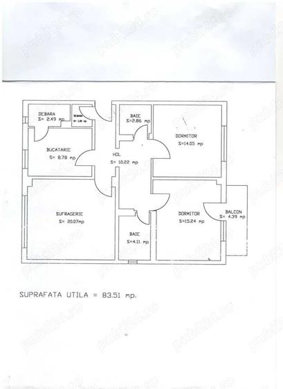 Apartament cu 3 camere decomandat în Mircea-Vodă