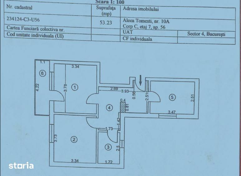 Apartament cu 2 camere decomandat în Berceni
