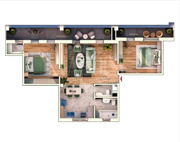 Apartament cu 3 camere semidecomandat în Mărăști — fotografia 3
