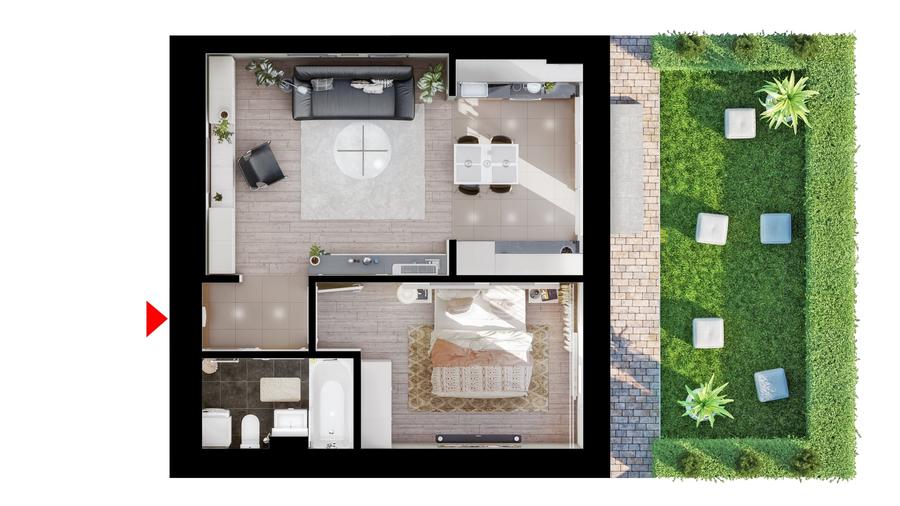 Apartament cu 2 camere decomandat în Industriilor