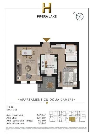Apartament cu 2 camere decomandat, mobilat în Pipera