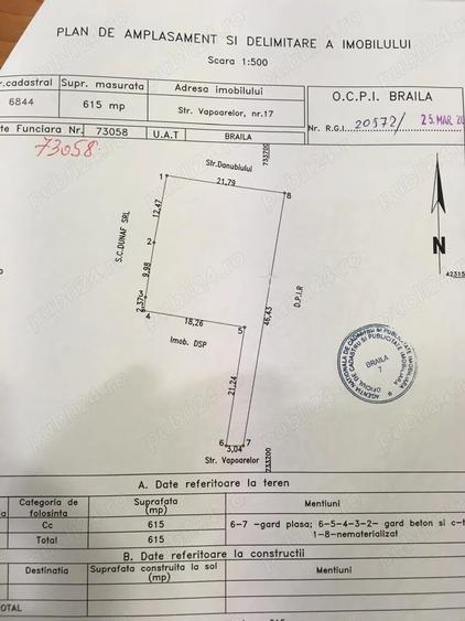 Teren de 982 mp, în Central