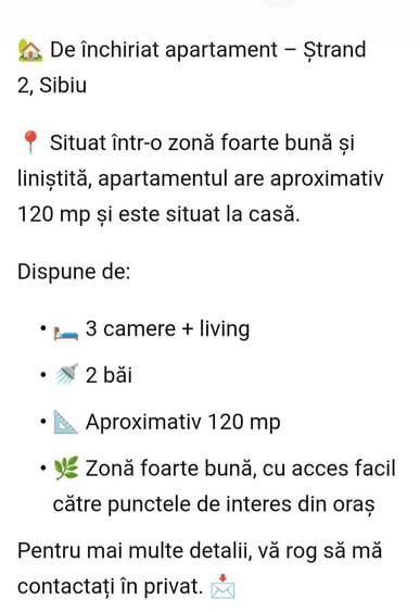 Apartament cu 3 camere decomandat în Ștrand