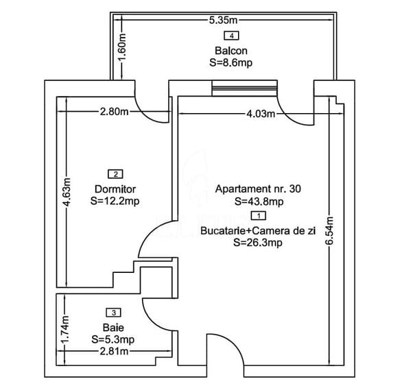 Apartament cu 2 camere semidecomandat în Mărăști