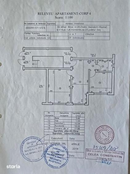 Apartament cu 2 camere decomandat în Rovine