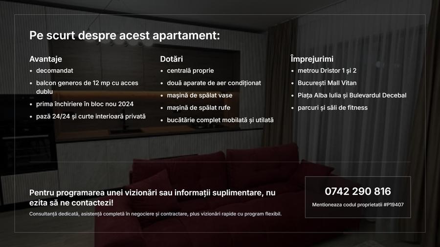 Apartament cu 2 camere decomandat, mobilat în Dudești