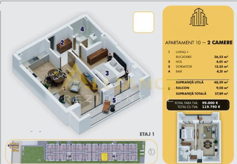 {Metrou Berceni, doar 5 minute} | Apartament 2 camere | - 1