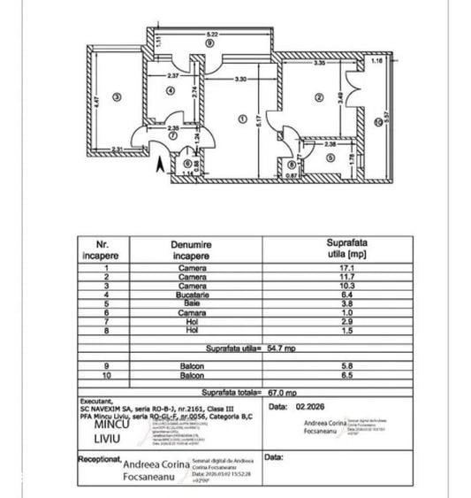 Apartament cu 3 camere semidecomandat în Țiglina 3