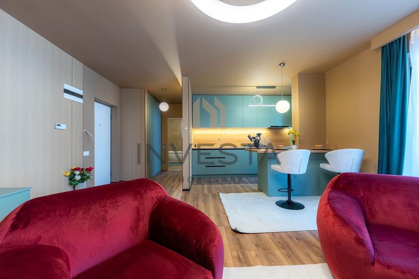 Apartament cu 2 camere semidecomandat, mobilat în Între Lacuri