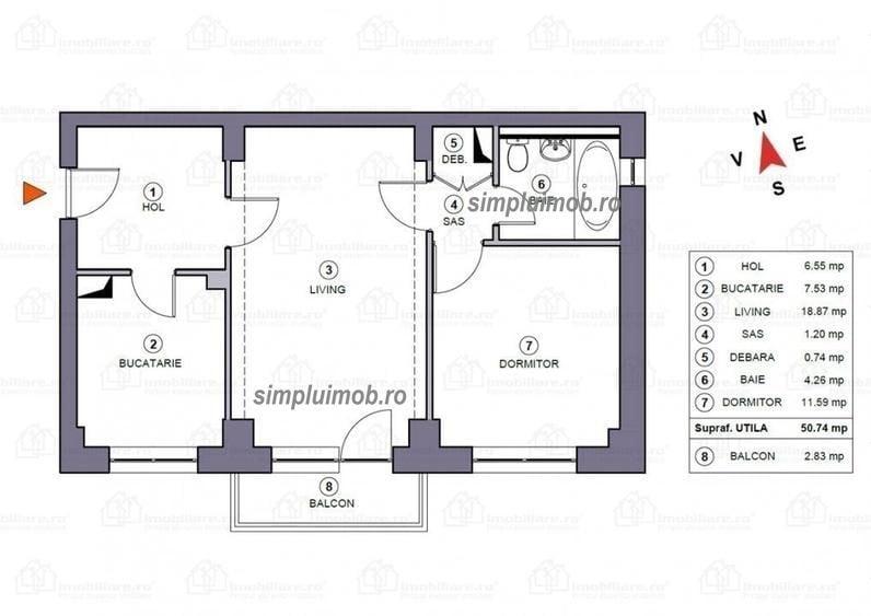 Apartament cu 2 camere semidecomandat, mobilat în Titan