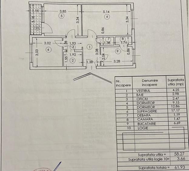 Apartament cu 3 camere decomandat în Titan