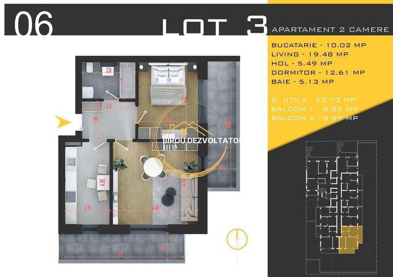 Apartament cu 2 camere decomandat în Theodor Pallady